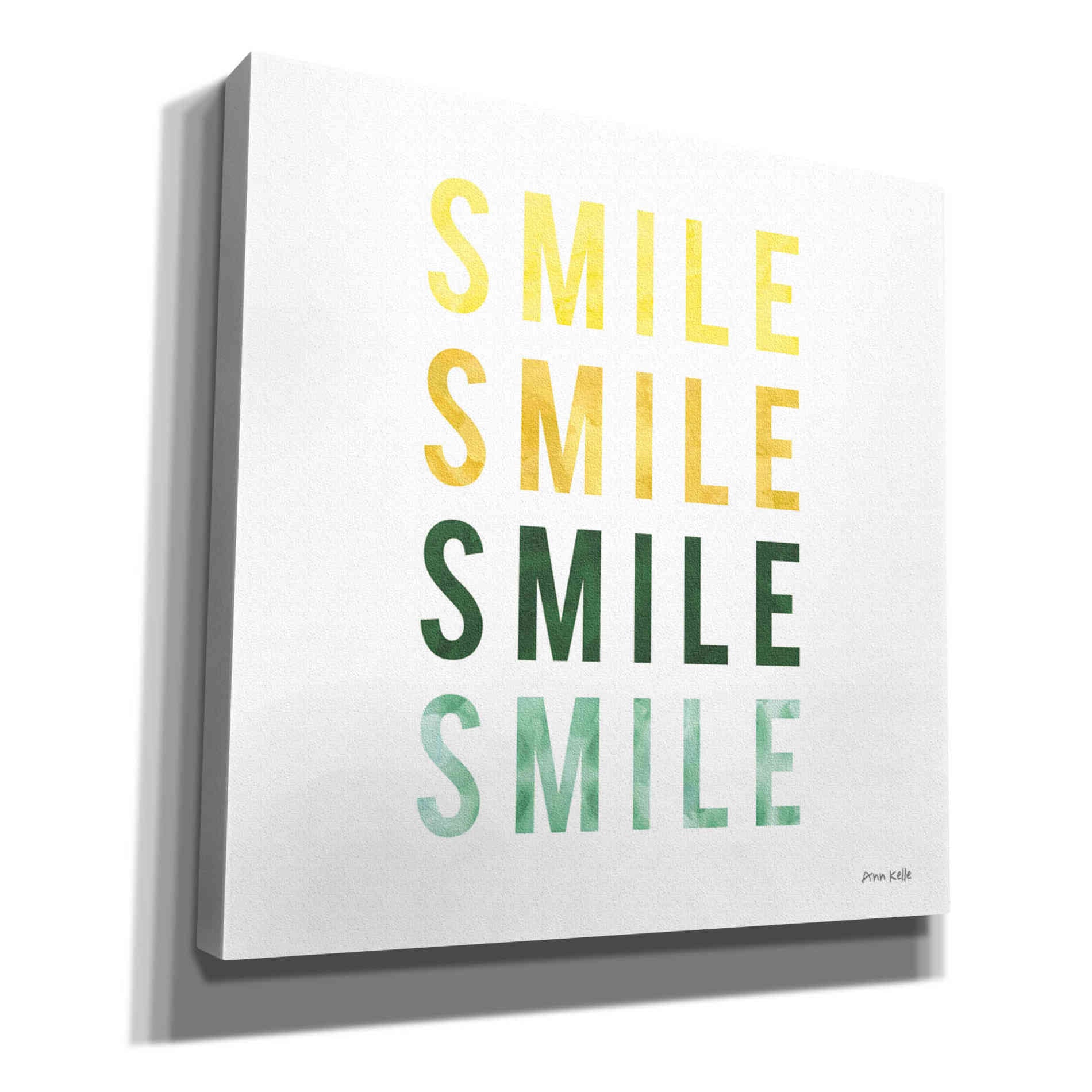 'Smile Smile' by Ann Kelle Designs, Canvas Wall Art,12x12x1.1x0,18x18x1.1x0,26x26x1.74x0,37x37x1.74x0