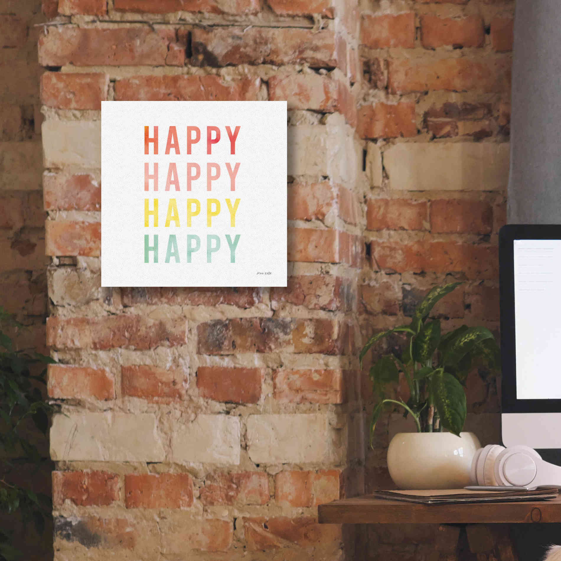 'Happy Happy' by Ann Kelle Designs, Canvas Wall Art,12 x 12
