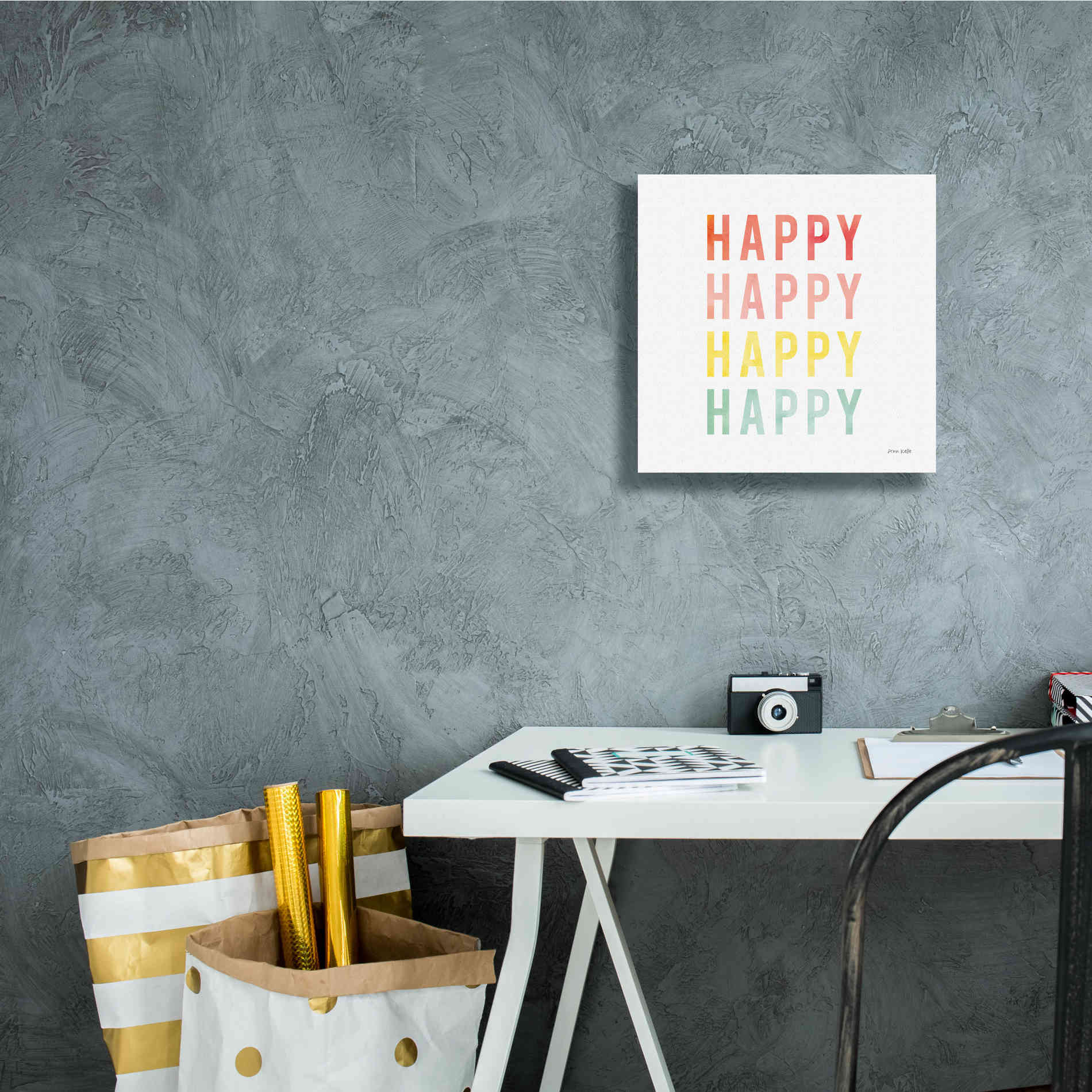 'Happy Happy' by Ann Kelle Designs, Canvas Wall Art,12 x 12