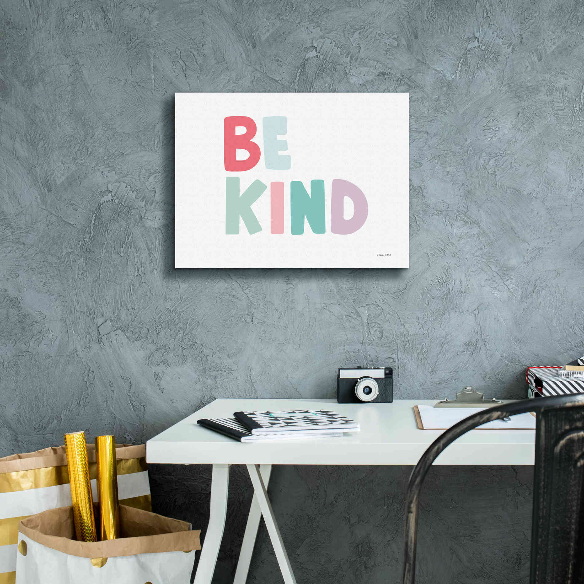 'Be Kind' by Ann Kelle Designs, Canvas Wall Art,16 x 12