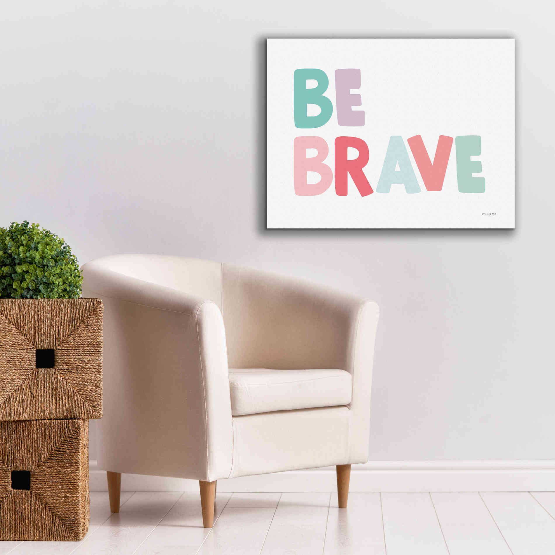 'Be Brave' by Ann Kelle Designs, Canvas Wall Art,34 x 26