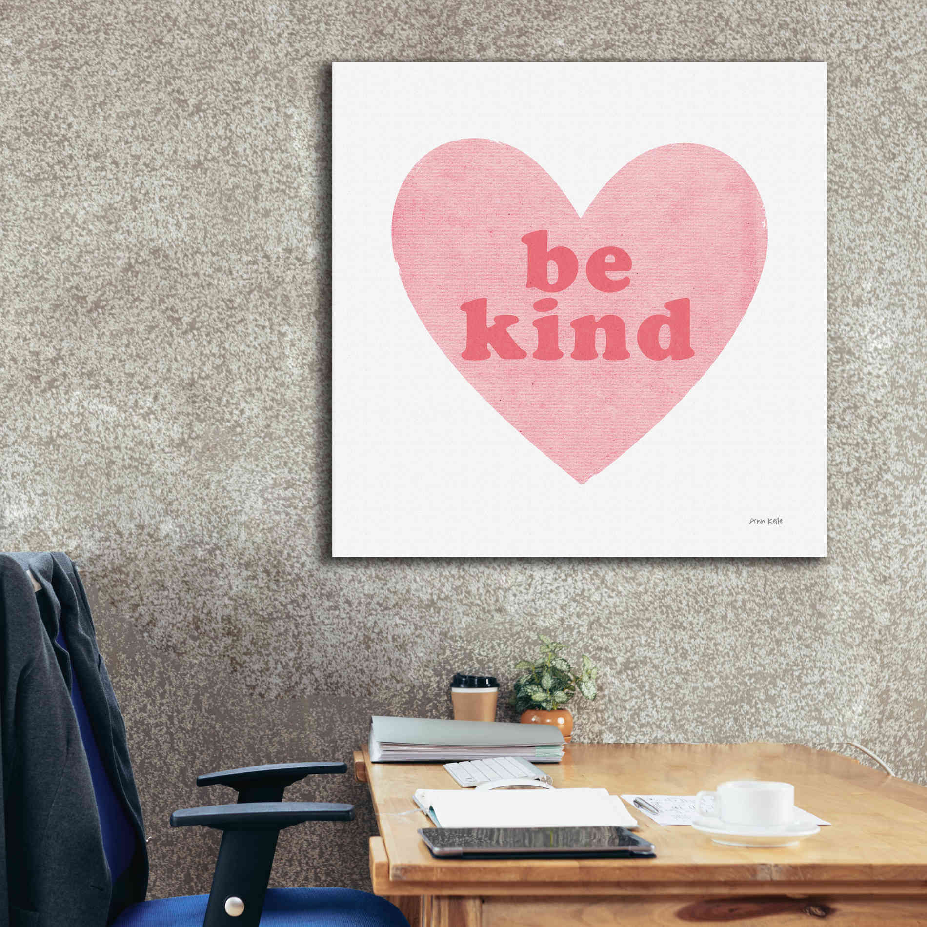 'Be Kind Heart' by Ann Kelle Designs, Canvas Wall Art,37 x 37