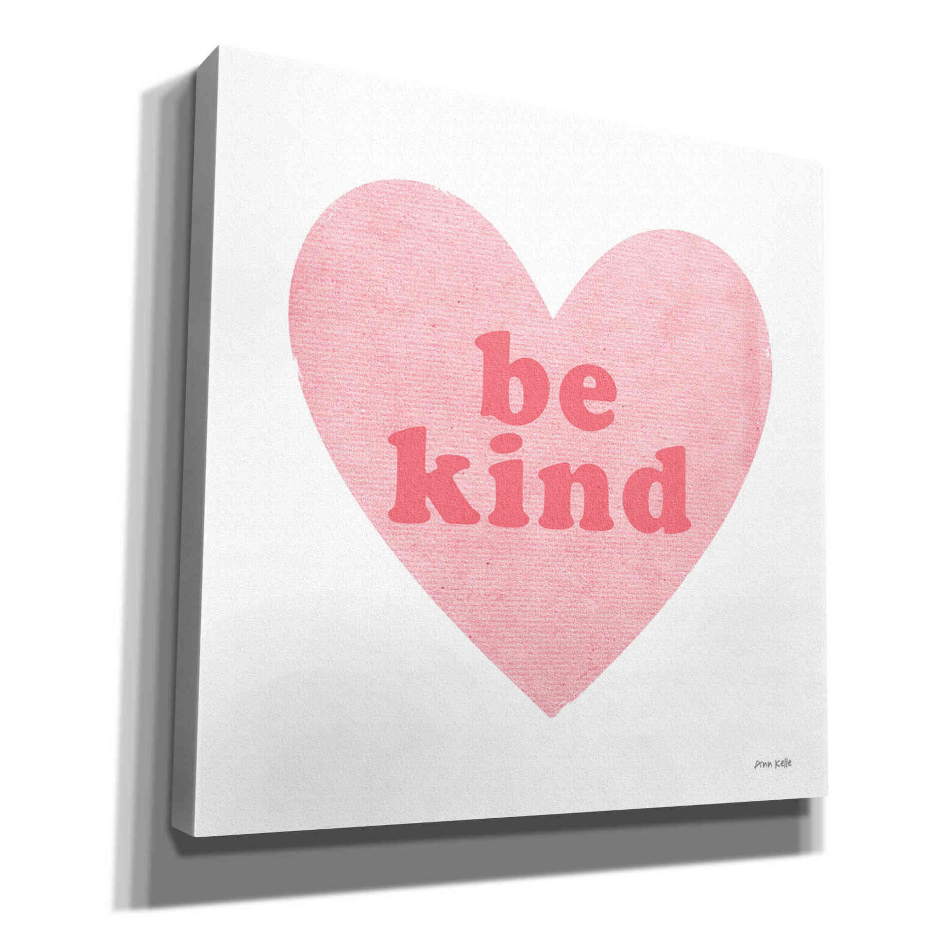 'Be Kind Heart' by Ann Kelle Designs, Canvas Wall Art,12x12x1.1x0,18x18x1.1x0,26x26x1.74x0,37x37x1.74x0