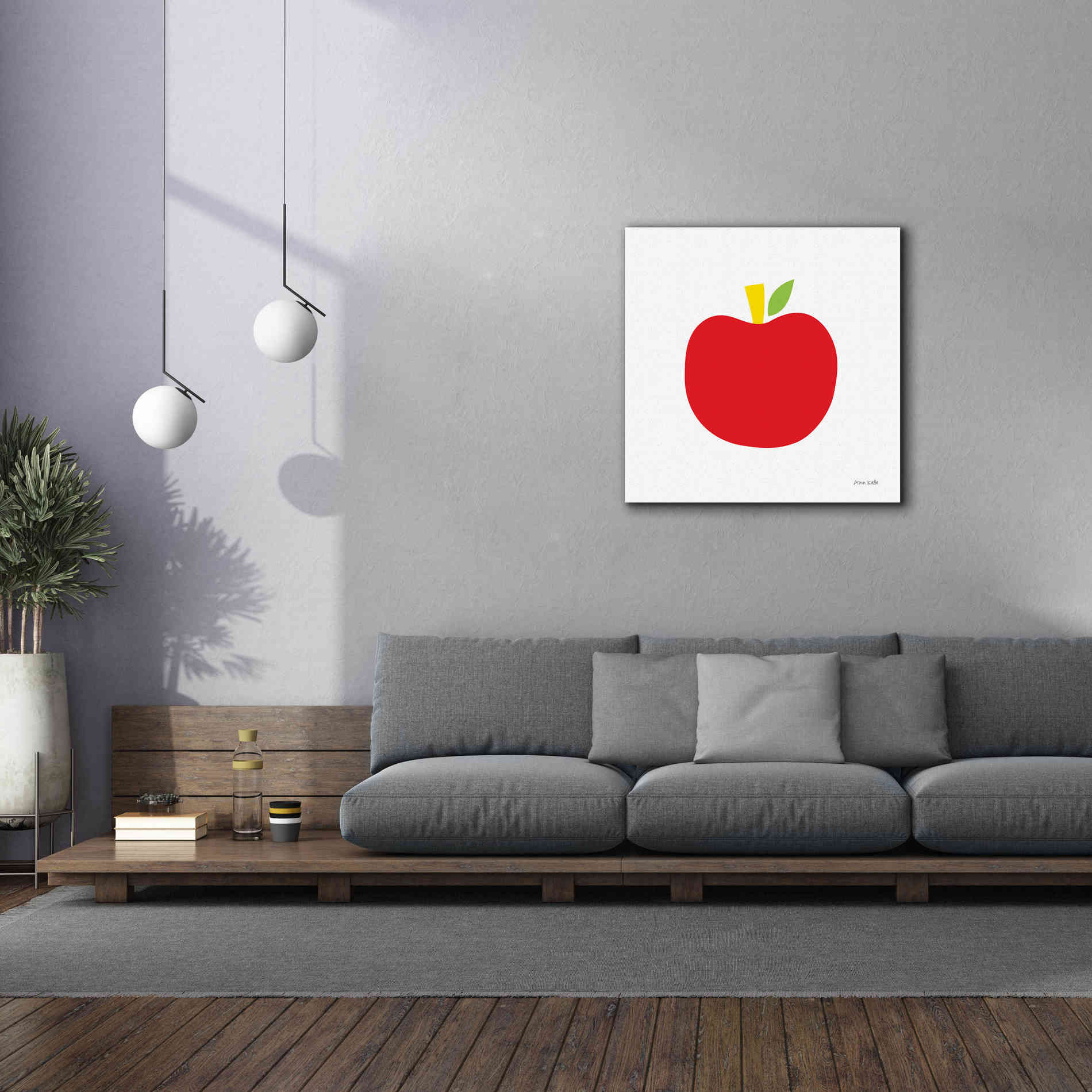 'Red Apple' by Ann Kelle Designs, Canvas Wall Art,37 x 37