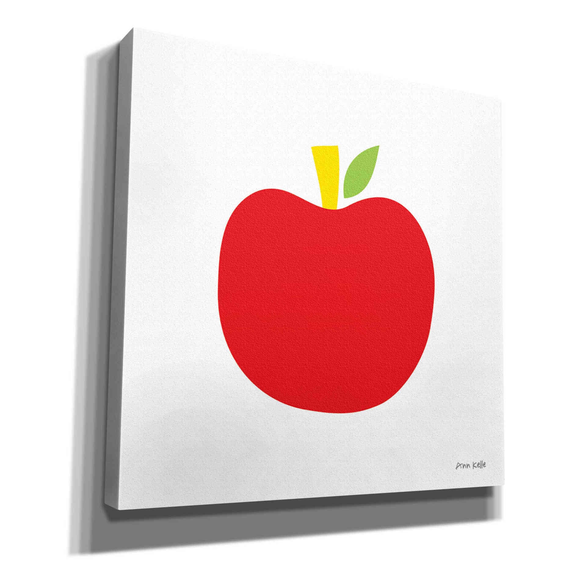 'Red Apple' by Ann Kelle Designs, Canvas Wall Art,12x12x1.1x0,18x18x1.1x0,26x26x1.74x0,37x37x1.74x0