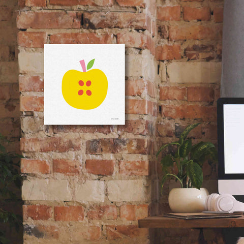 Image of 'Yellow Apple' by Ann Kelle Designs, Canvas Wall Art,12 x 12