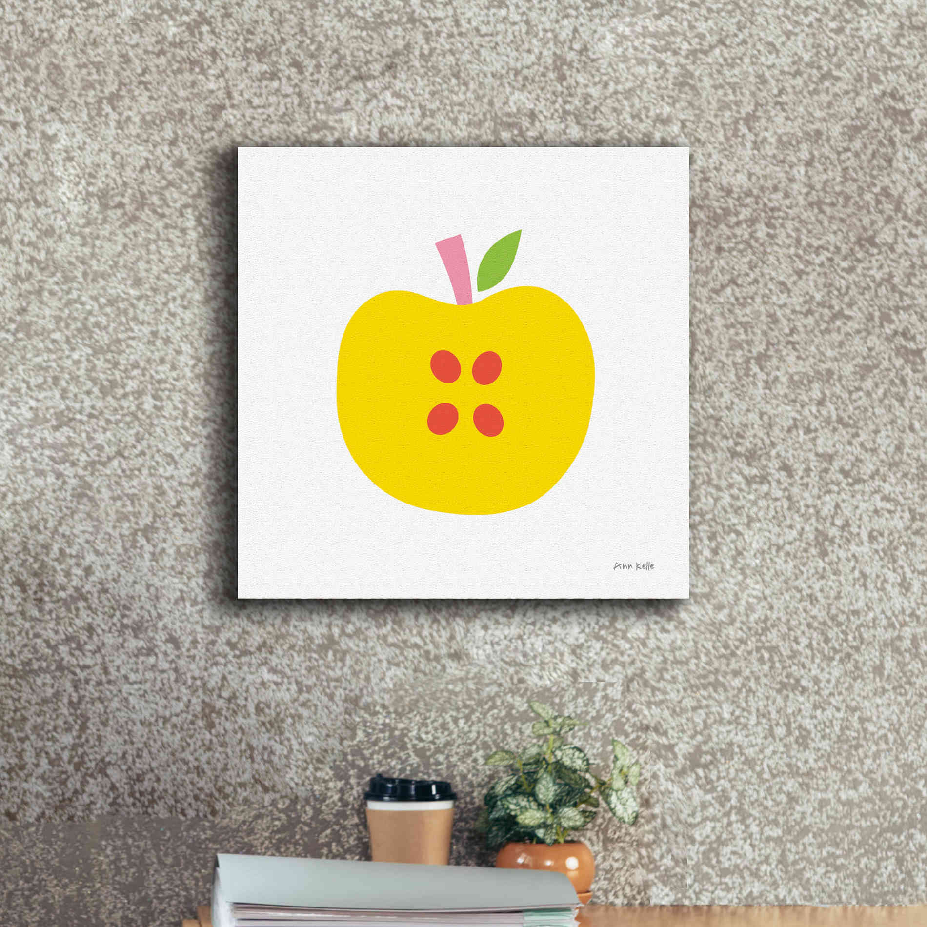 'Yellow Apple' by Ann Kelle Designs, Canvas Wall Art,18 x 18