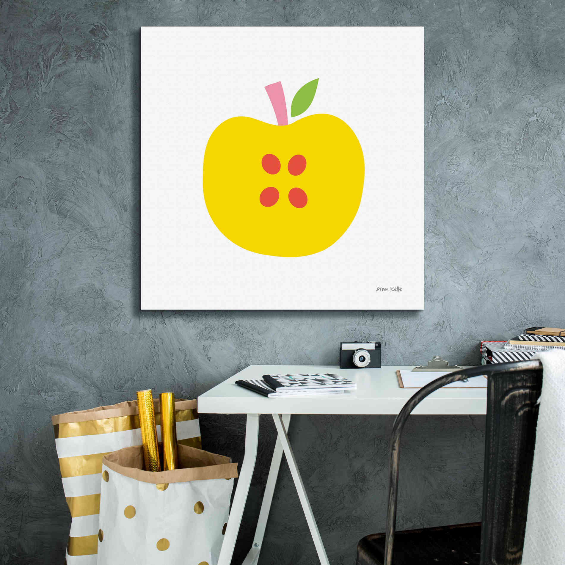 'Yellow Apple' by Ann Kelle Designs, Canvas Wall Art,26 x 26