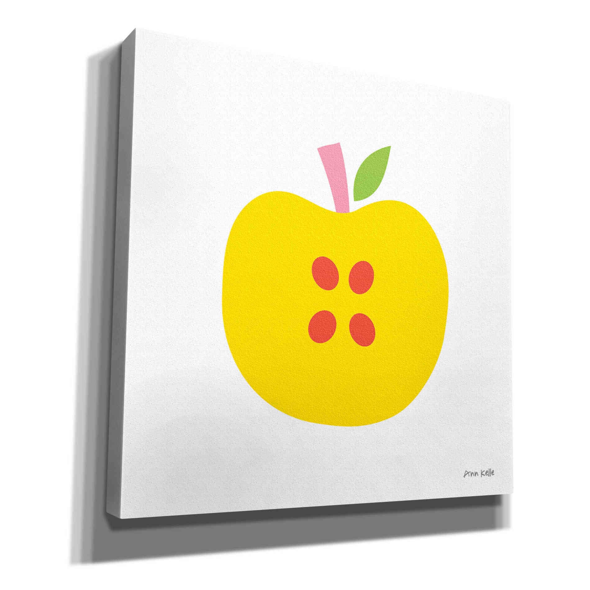 'Yellow Apple' by Ann Kelle Designs, Canvas Wall Art,12x12x1.1x0,18x18x1.1x0,26x26x1.74x0,37x37x1.74x0