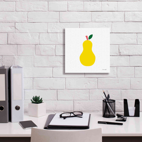 Image of 'Yellow Pear' by Ann Kelle Designs, Canvas Wall Art,12 x 12