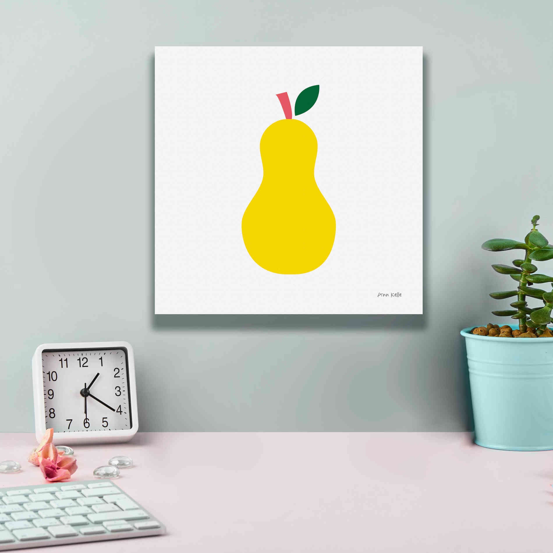 'Yellow Pear' by Ann Kelle Designs, Canvas Wall Art,12 x 12