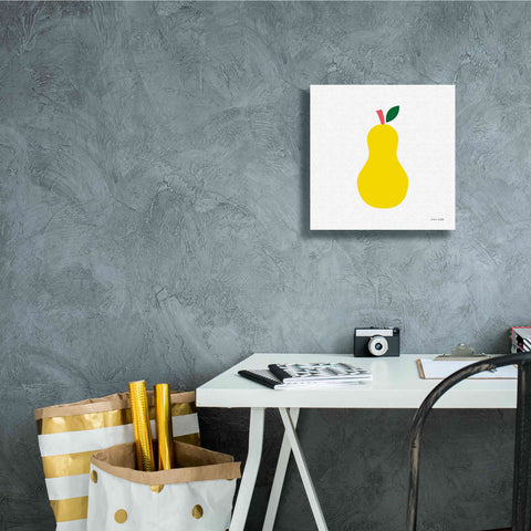 Image of 'Yellow Pear' by Ann Kelle Designs, Canvas Wall Art,12 x 12