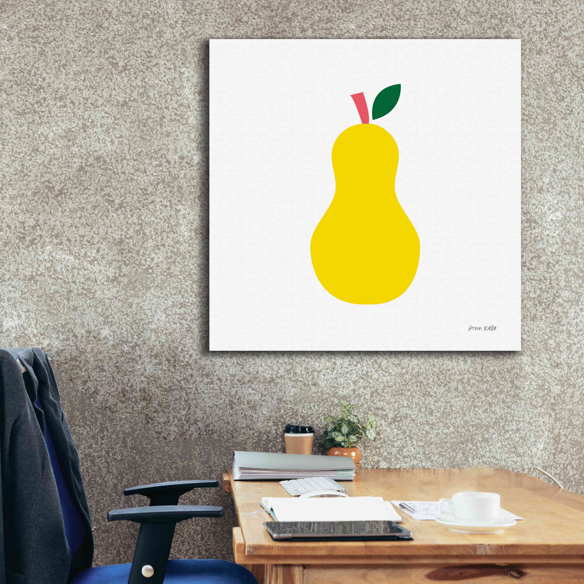 'Yellow Pear' by Ann Kelle Designs, Canvas Wall Art,37 x 37