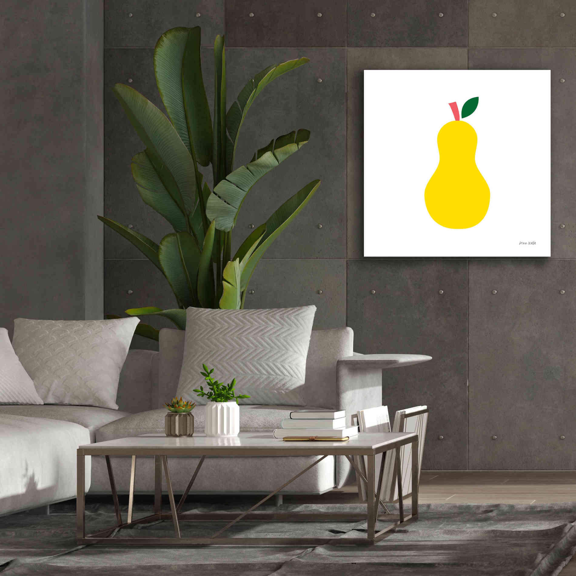 'Yellow Pear' by Ann Kelle Designs, Canvas Wall Art,37 x 37