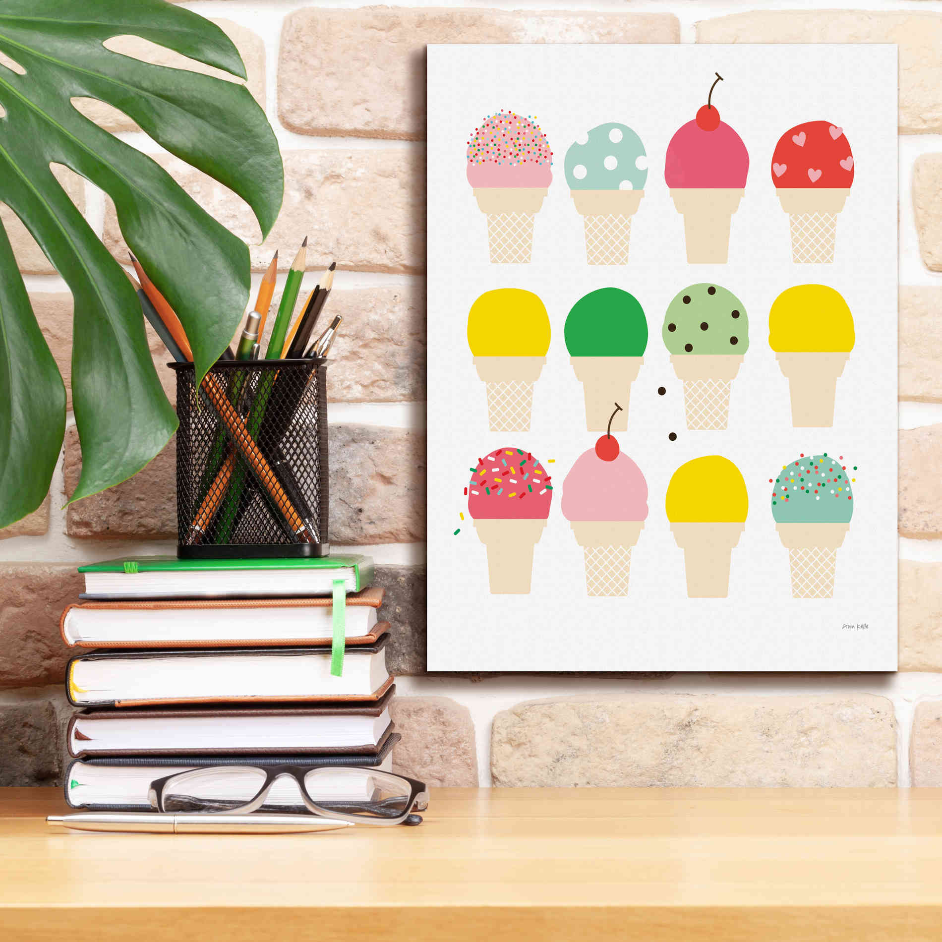 'Ice Cream Fun' by Ann Kelle Designs, Canvas Wall Art,12 x 16
