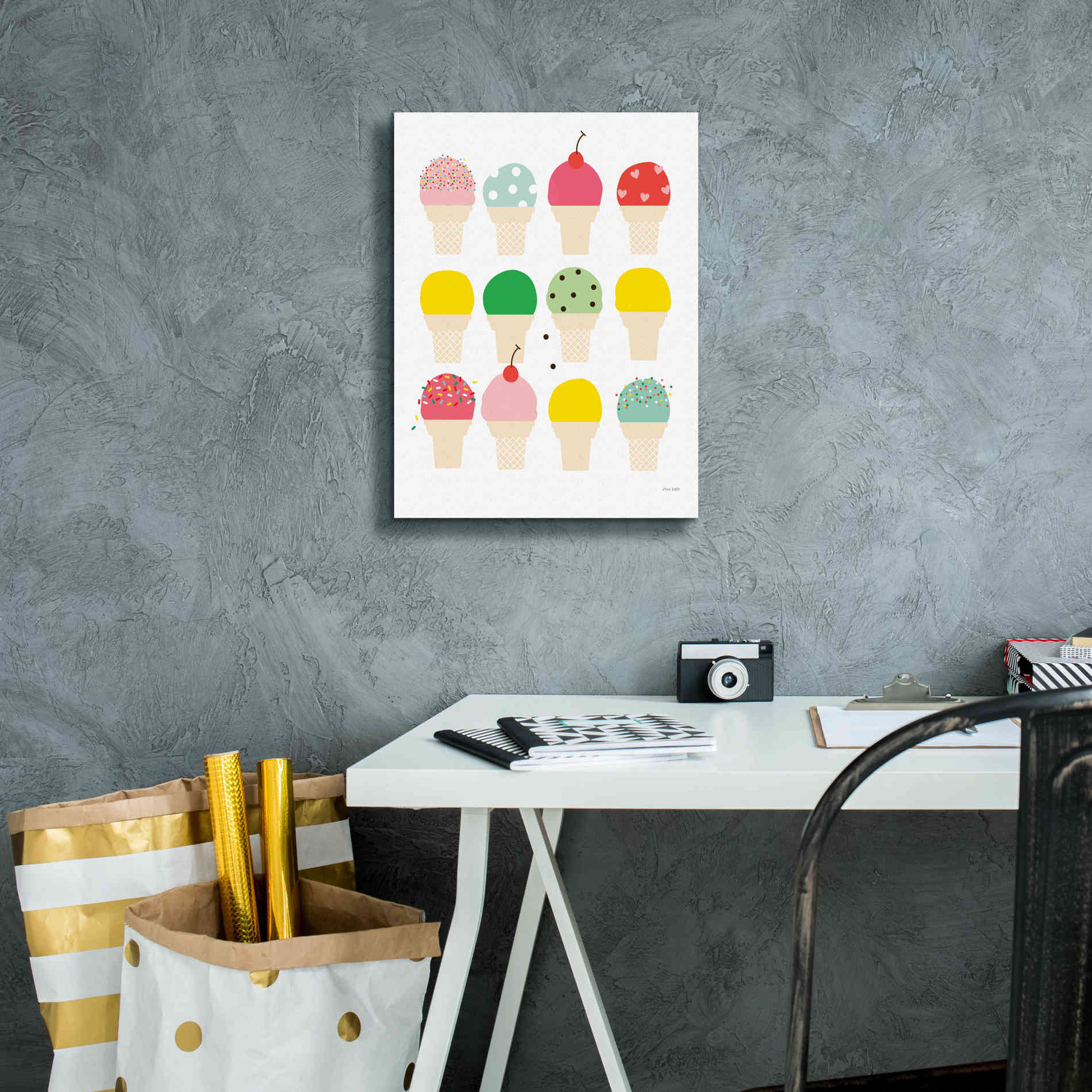 'Ice Cream Fun' by Ann Kelle Designs, Canvas Wall Art,12 x 16