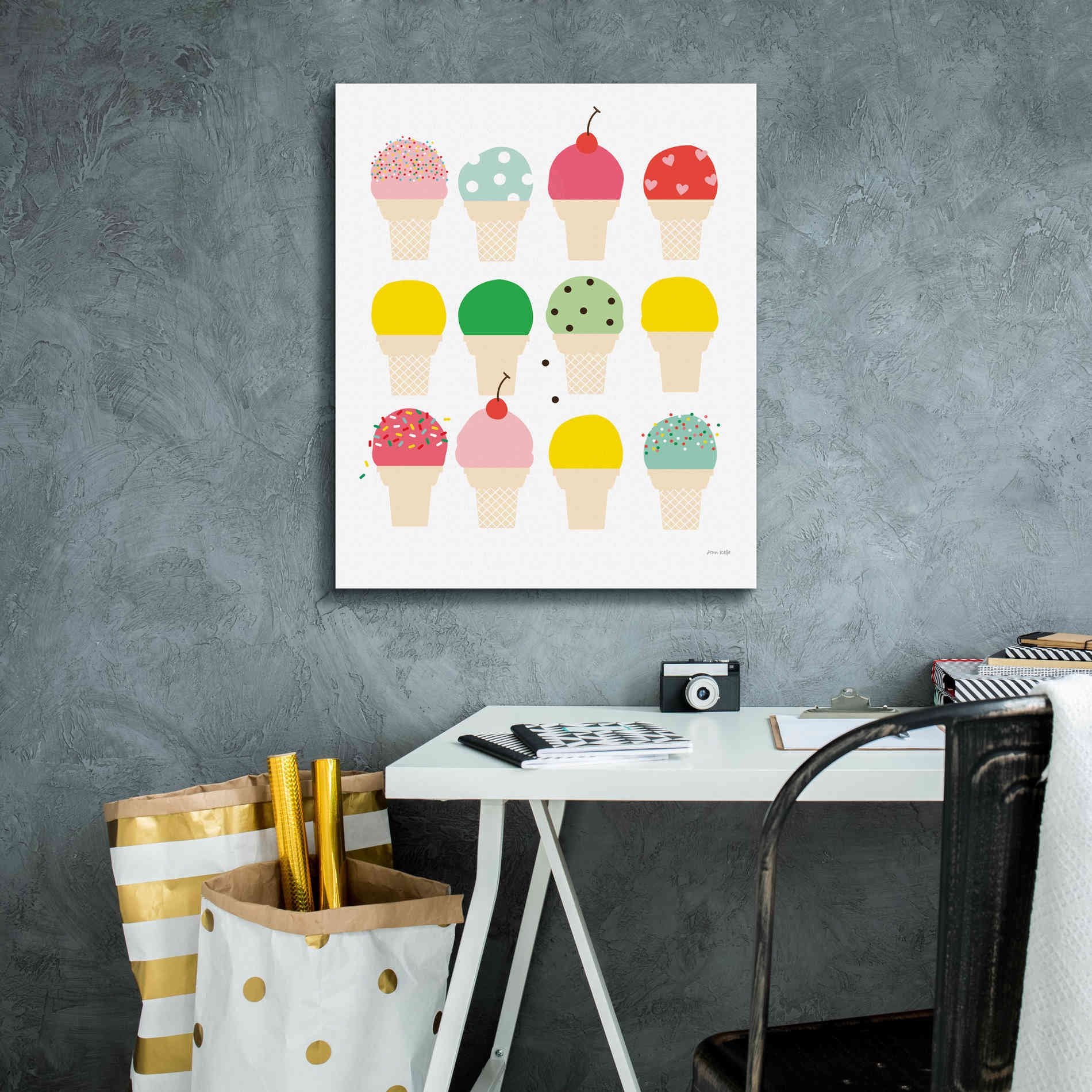 'Ice Cream Fun' by Ann Kelle Designs, Canvas Wall Art,20 x 24