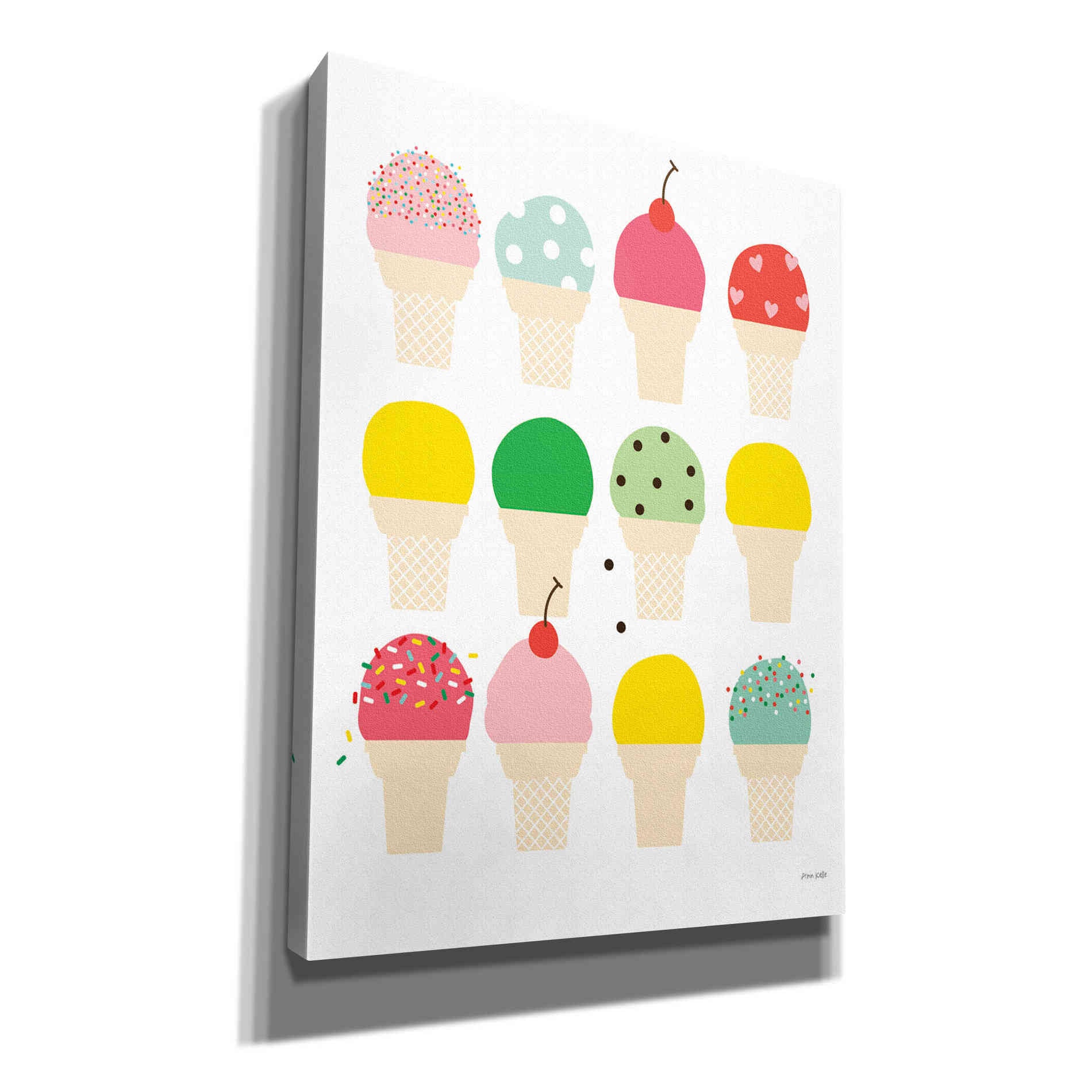 'Ice Cream Fun' by Ann Kelle Designs, Canvas Wall Art,12x16x1.1x0,20x24x1.1x0,26x30x1.74x0,40x54x1.74x0