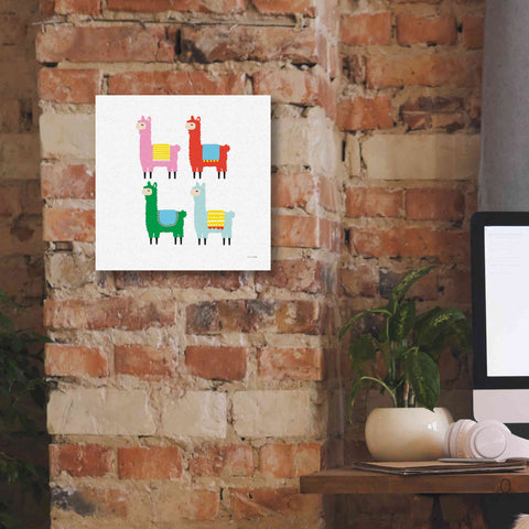 Image of 'The Llamas' by Ann Kelle Designs, Canvas Wall Art,12 x 12