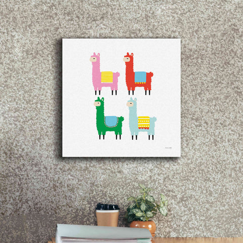 Image of 'The Llamas' by Ann Kelle Designs, Canvas Wall Art,18 x 18