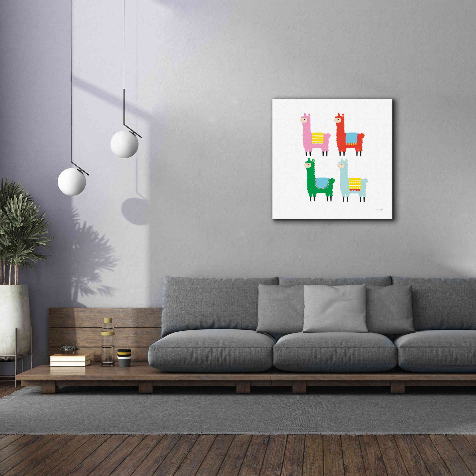 'The Llamas' by Ann Kelle Designs, Canvas Wall Art,37 x 37
