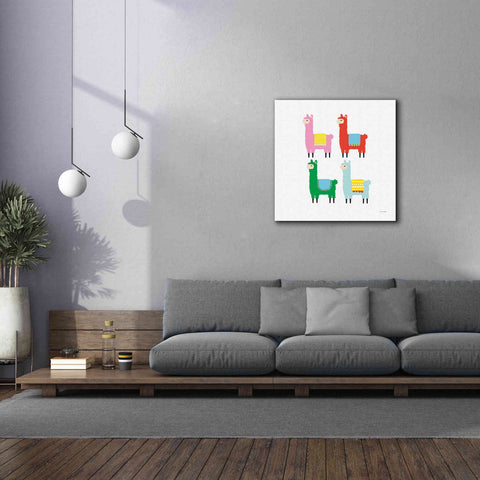 Image of 'The Llamas' by Ann Kelle Designs, Canvas Wall Art,37 x 37