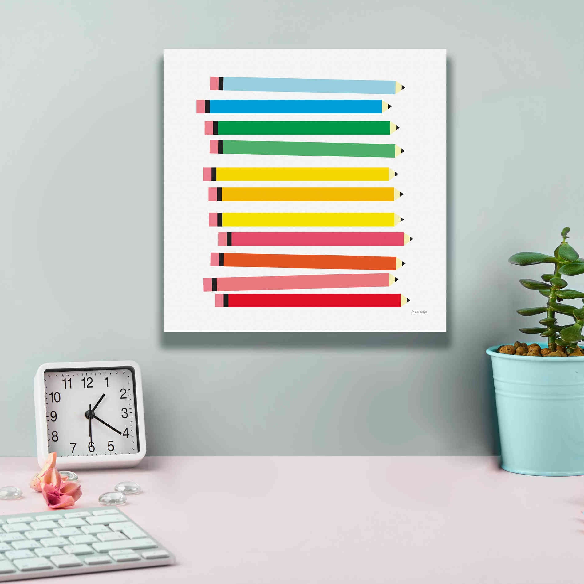'Colored Pencils' by Ann Kelle Designs, Canvas Wall Art,12 x 12