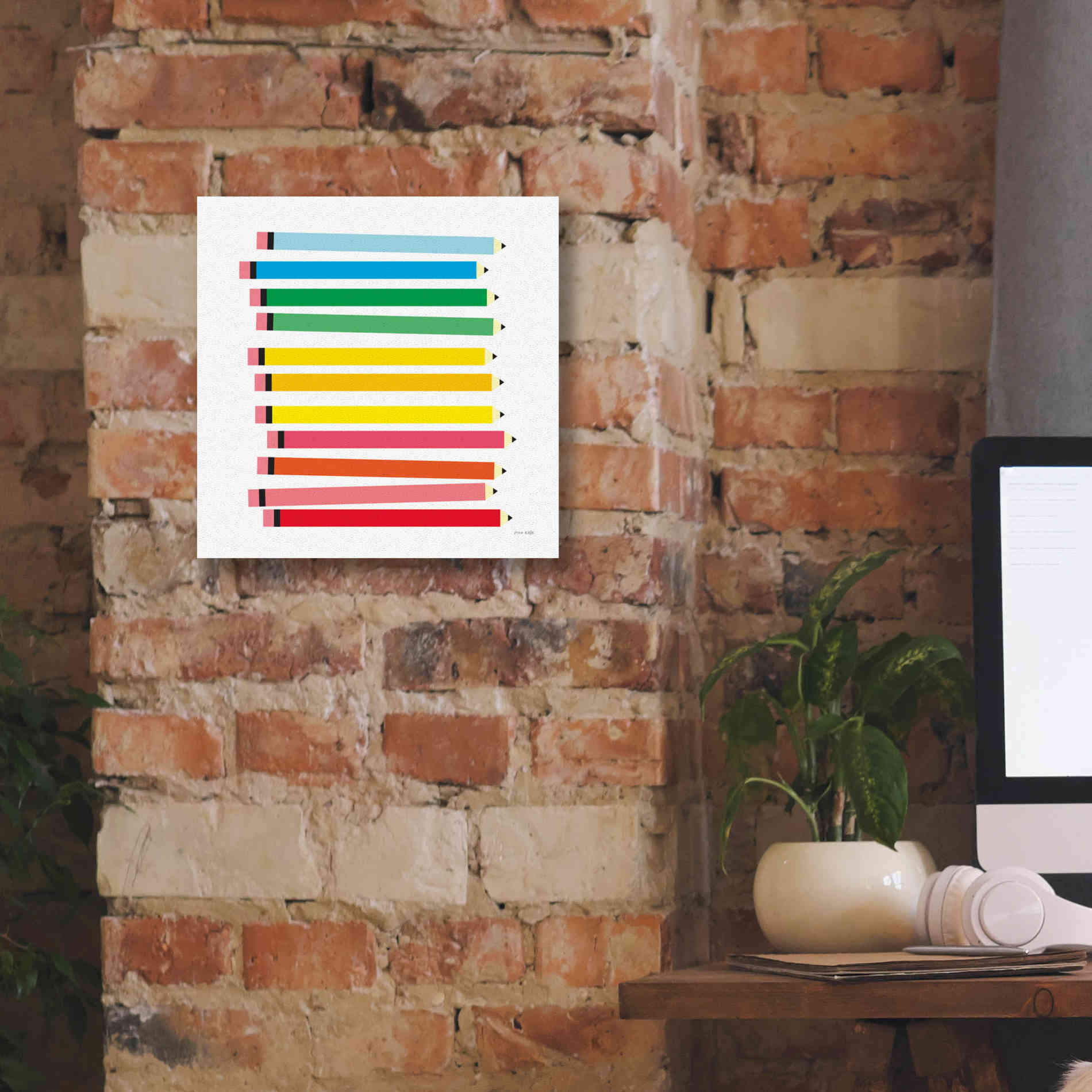 'Colored Pencils' by Ann Kelle Designs, Canvas Wall Art,12 x 12