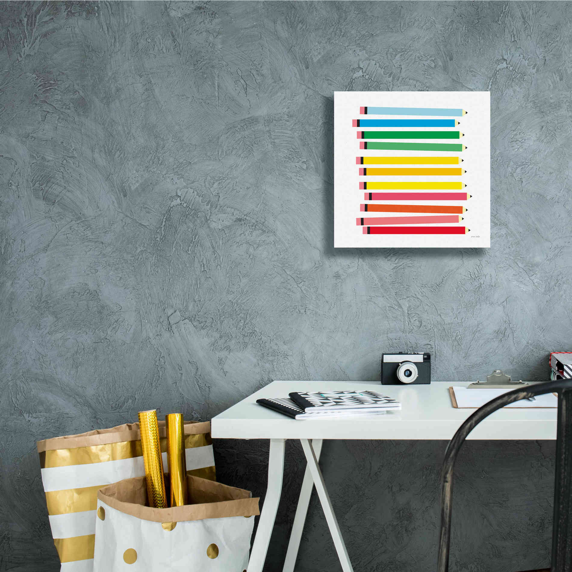 'Colored Pencils' by Ann Kelle Designs, Canvas Wall Art,12 x 12
