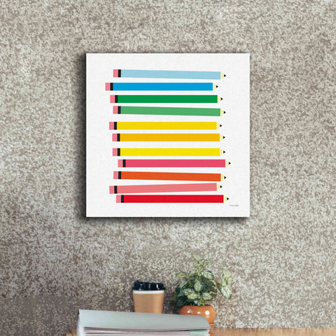Image of 'Colored Pencils' by Ann Kelle Designs, Canvas Wall Art,18 x 18