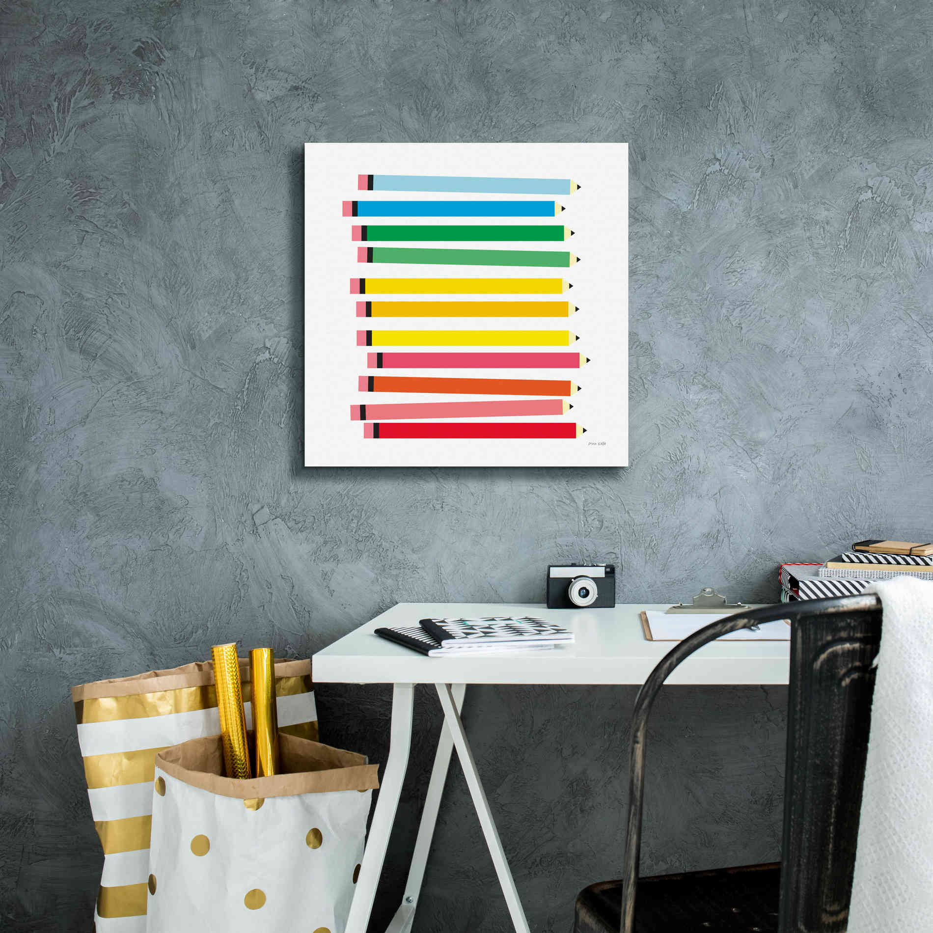 'Colored Pencils' by Ann Kelle Designs, Canvas Wall Art,18 x 18
