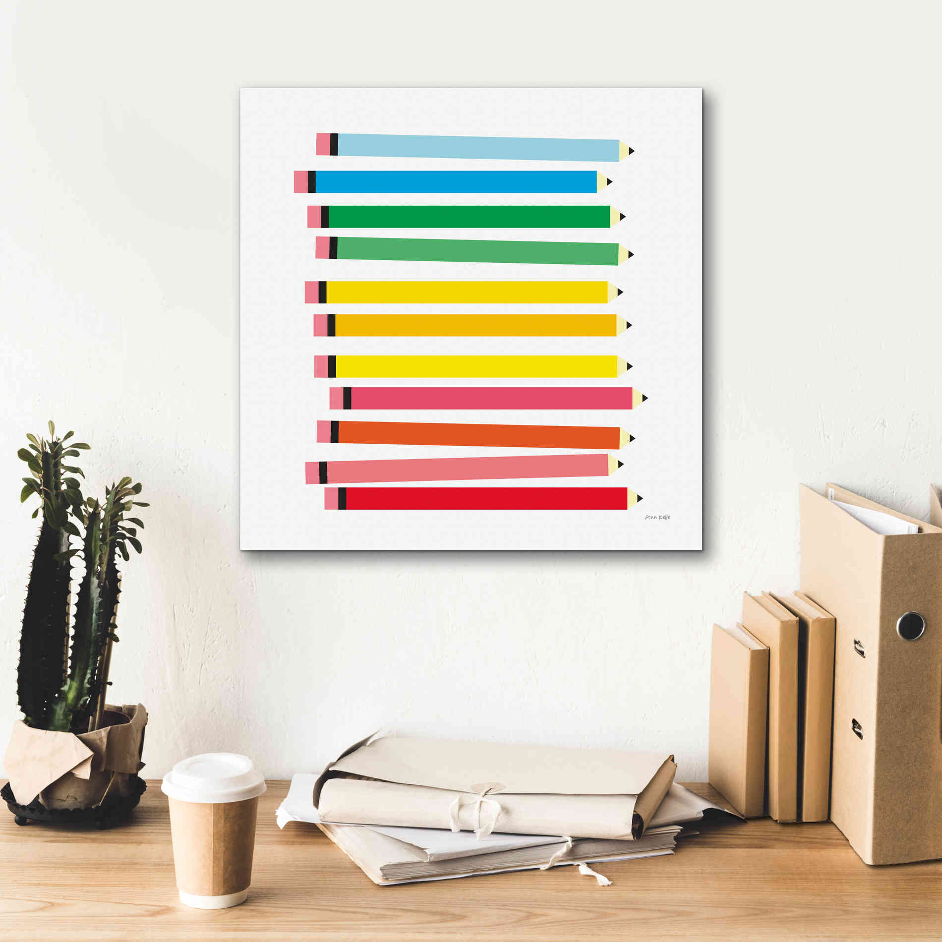 'Colored Pencils' by Ann Kelle Designs, Canvas Wall Art,18 x 18