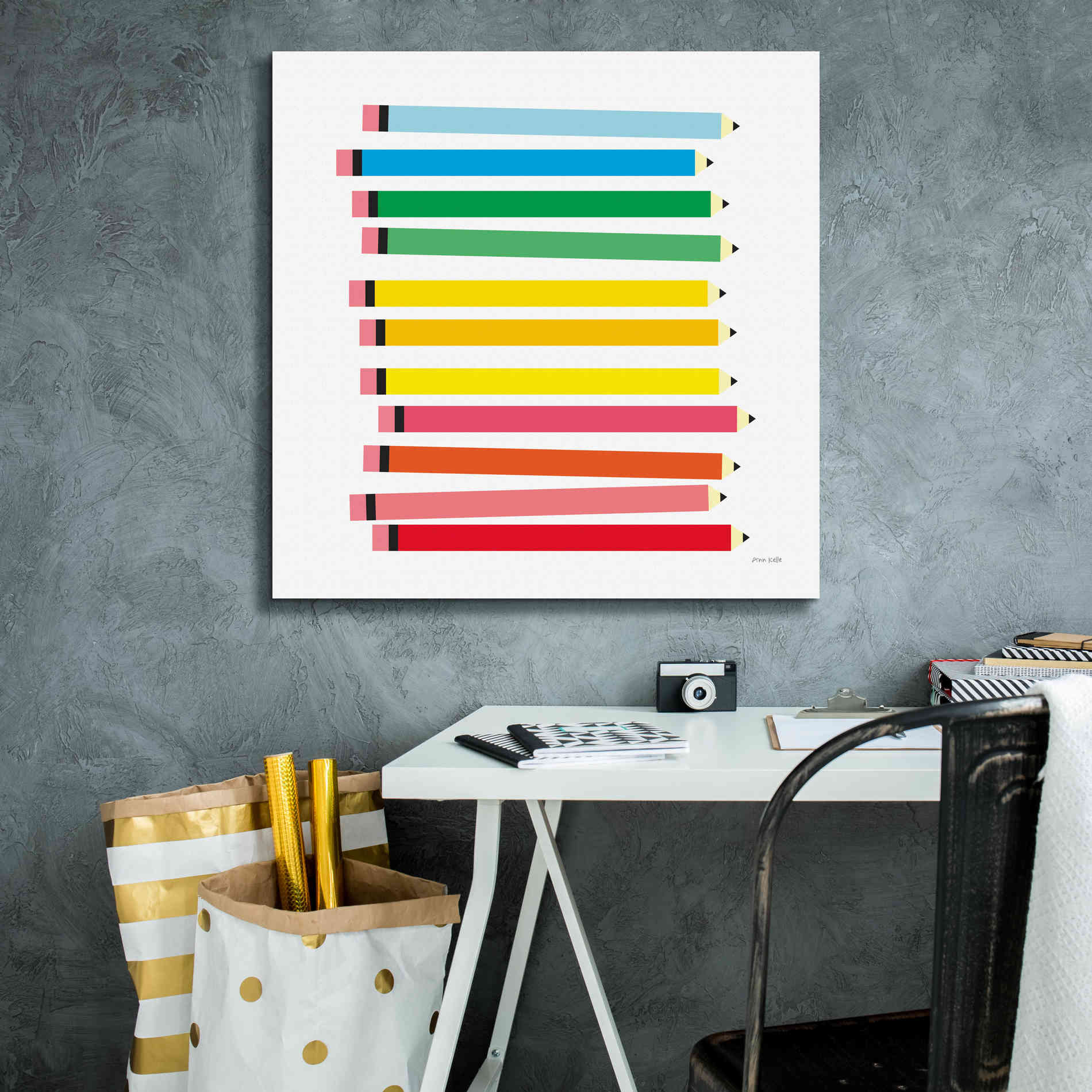 'Colored Pencils' by Ann Kelle Designs, Canvas Wall Art,26 x 26