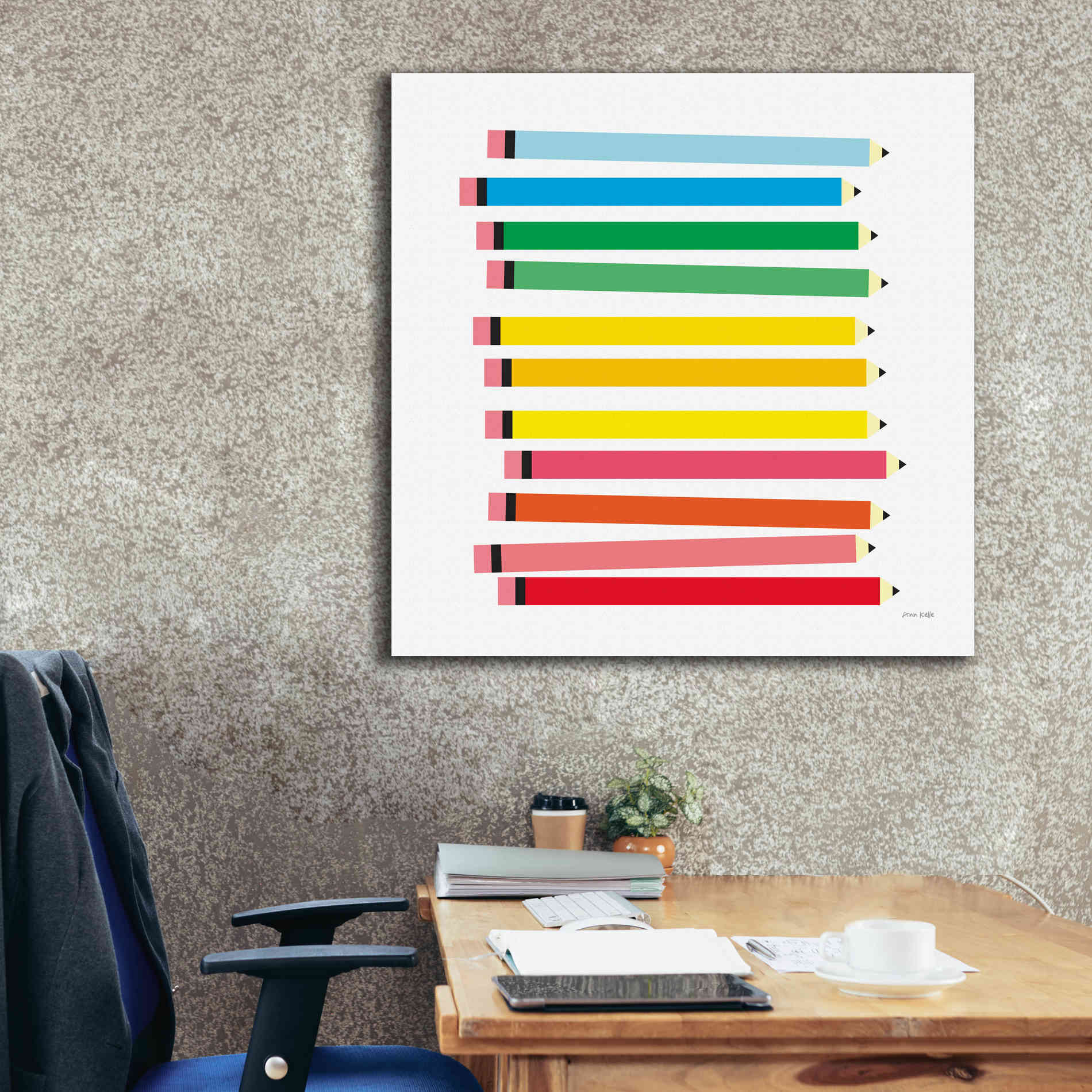 'Colored Pencils' by Ann Kelle Designs, Canvas Wall Art,37 x 37