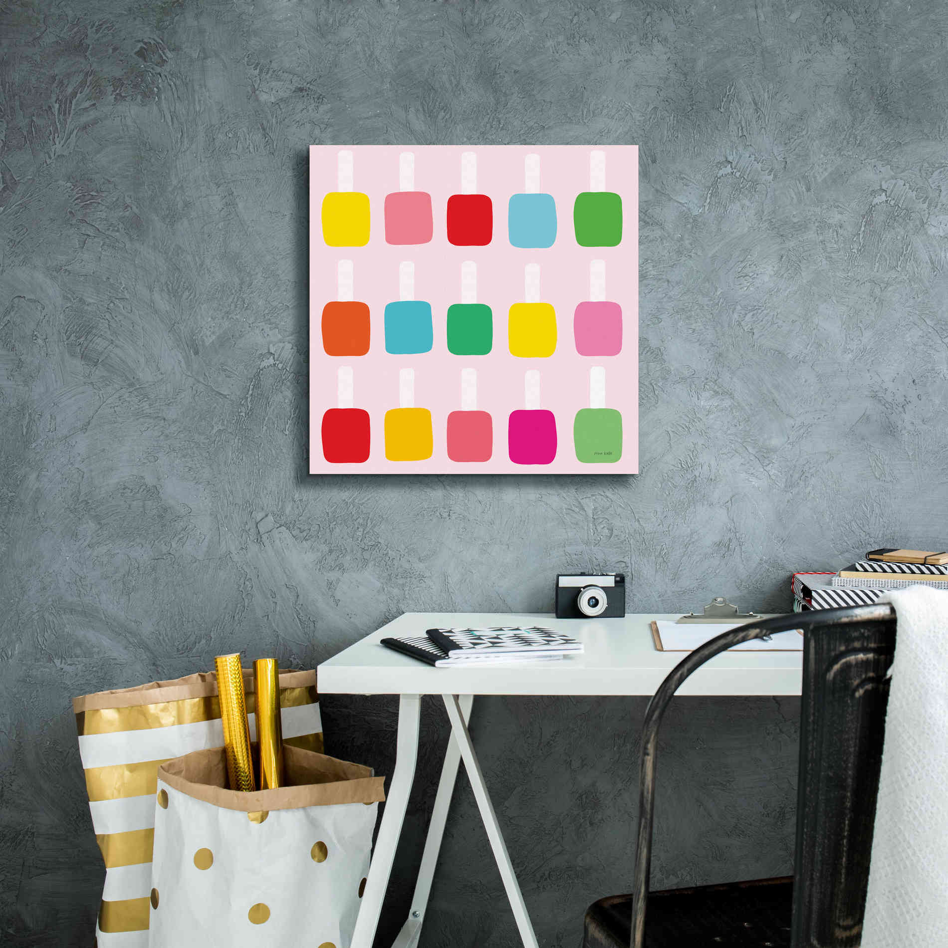 'Nail Polish Fun' by Ann Kelle Designs, Canvas Wall Art,18 x 18
