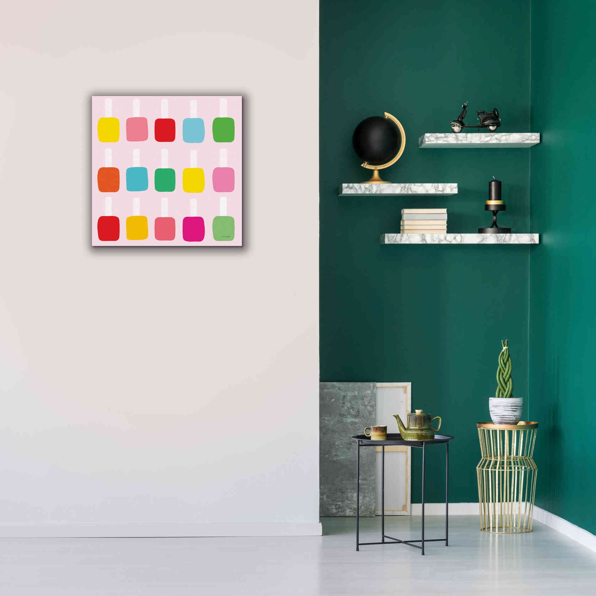 'Nail Polish Fun' by Ann Kelle Designs, Canvas Wall Art,26 x 26