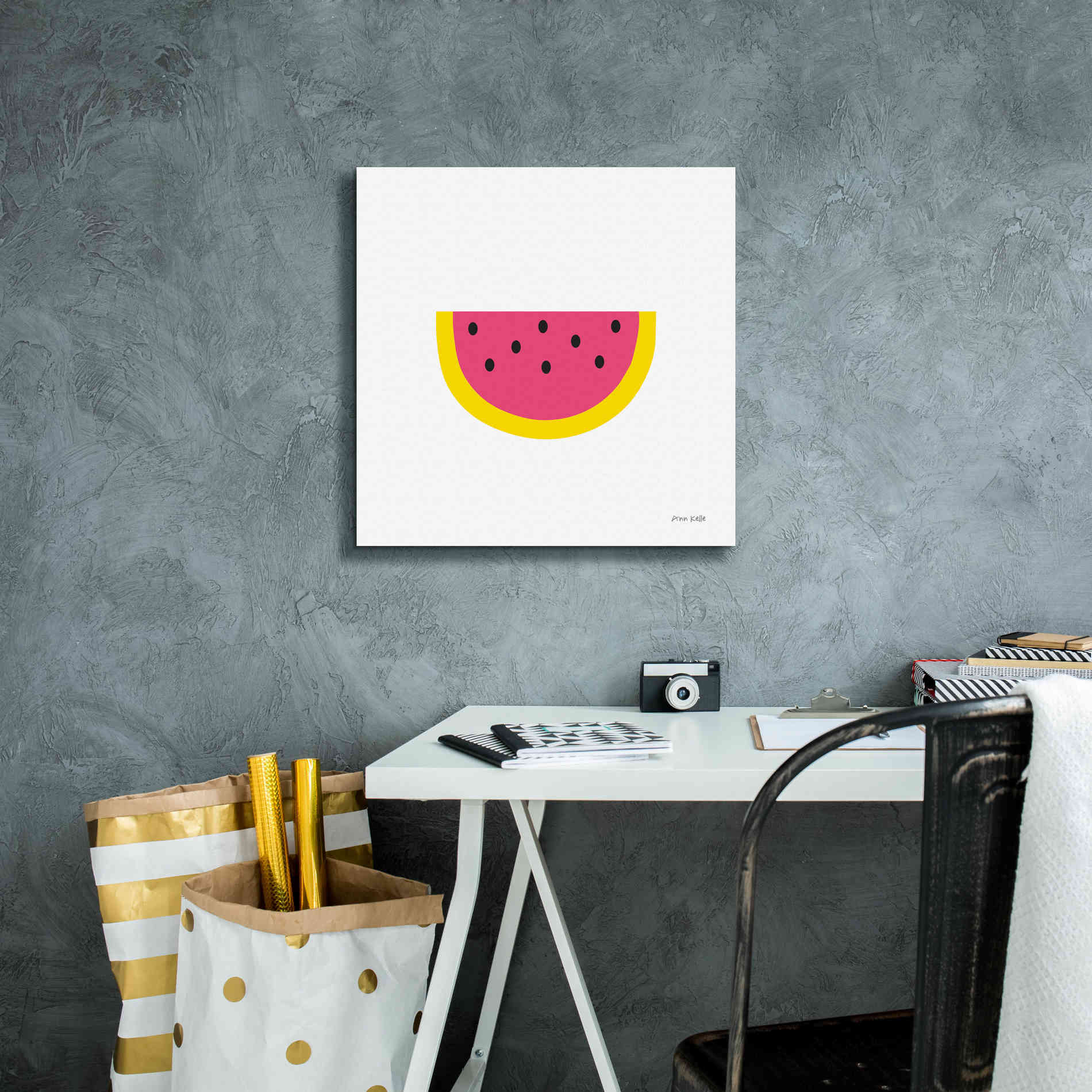 'Watermelon' by Ann Kelle Designs, Canvas Wall Art,18 x 18