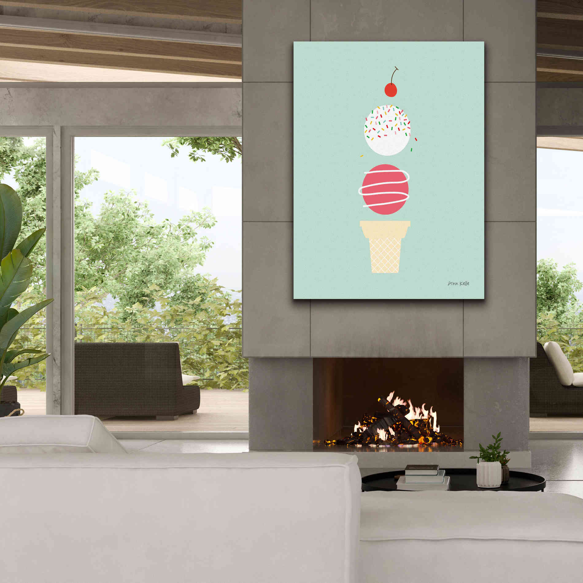 'Ice Cream and Cherry I' by Ann Kelle Designs, Canvas Wall Art,40 x 54