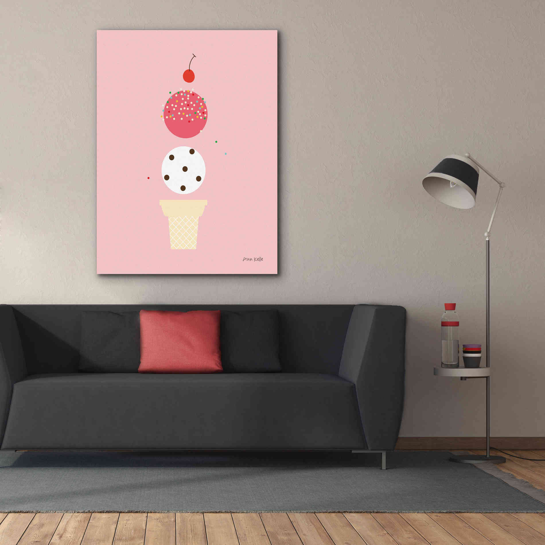 'Ice Cream and Cherry II' by Ann Kelle Designs, Canvas Wall Art,40 x 54