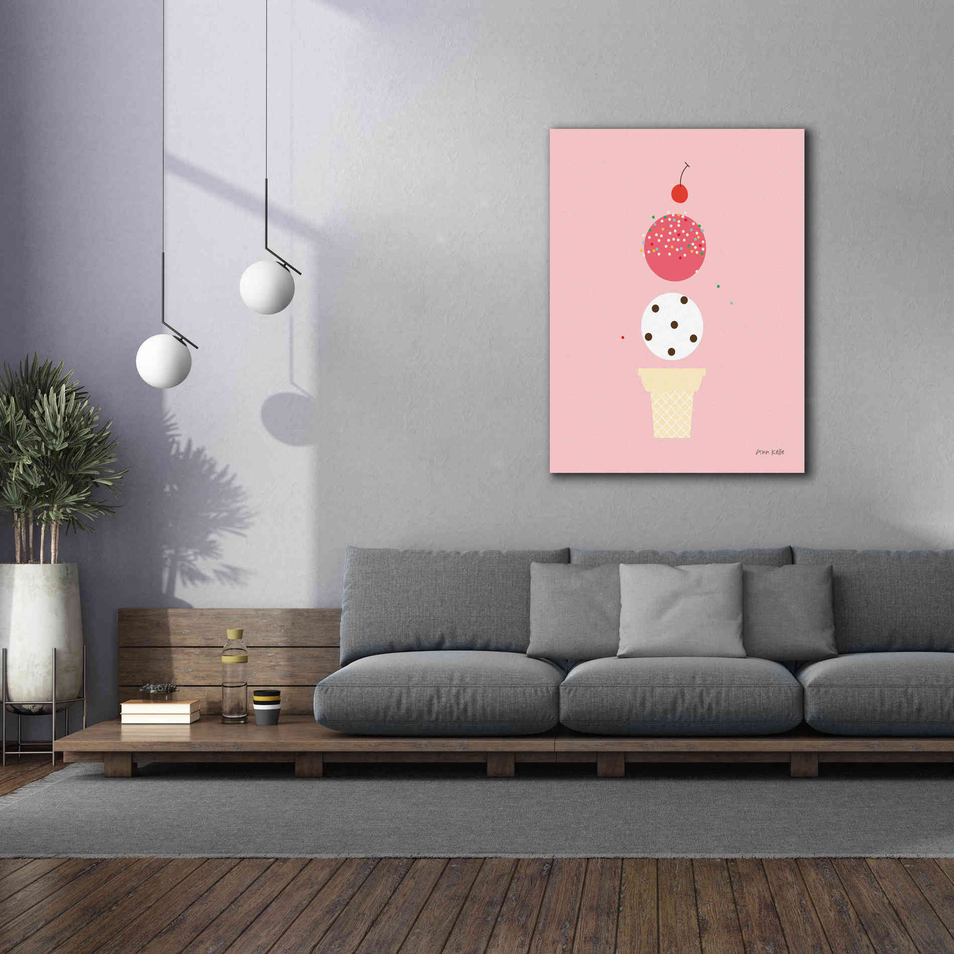 'Ice Cream and Cherry II' by Ann Kelle Designs, Canvas Wall Art,40 x 54