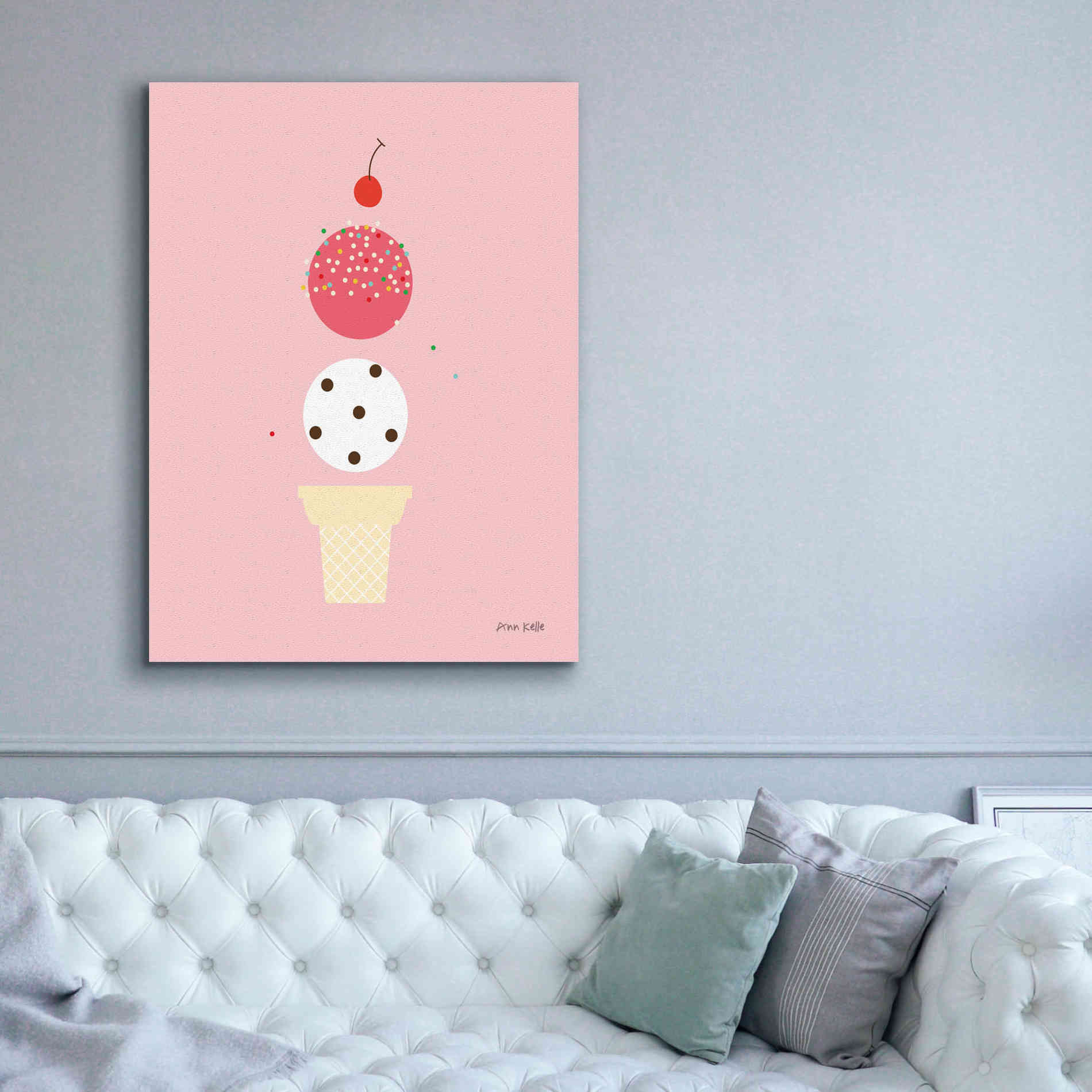 'Ice Cream and Cherry II' by Ann Kelle Designs, Canvas Wall Art,40 x 54