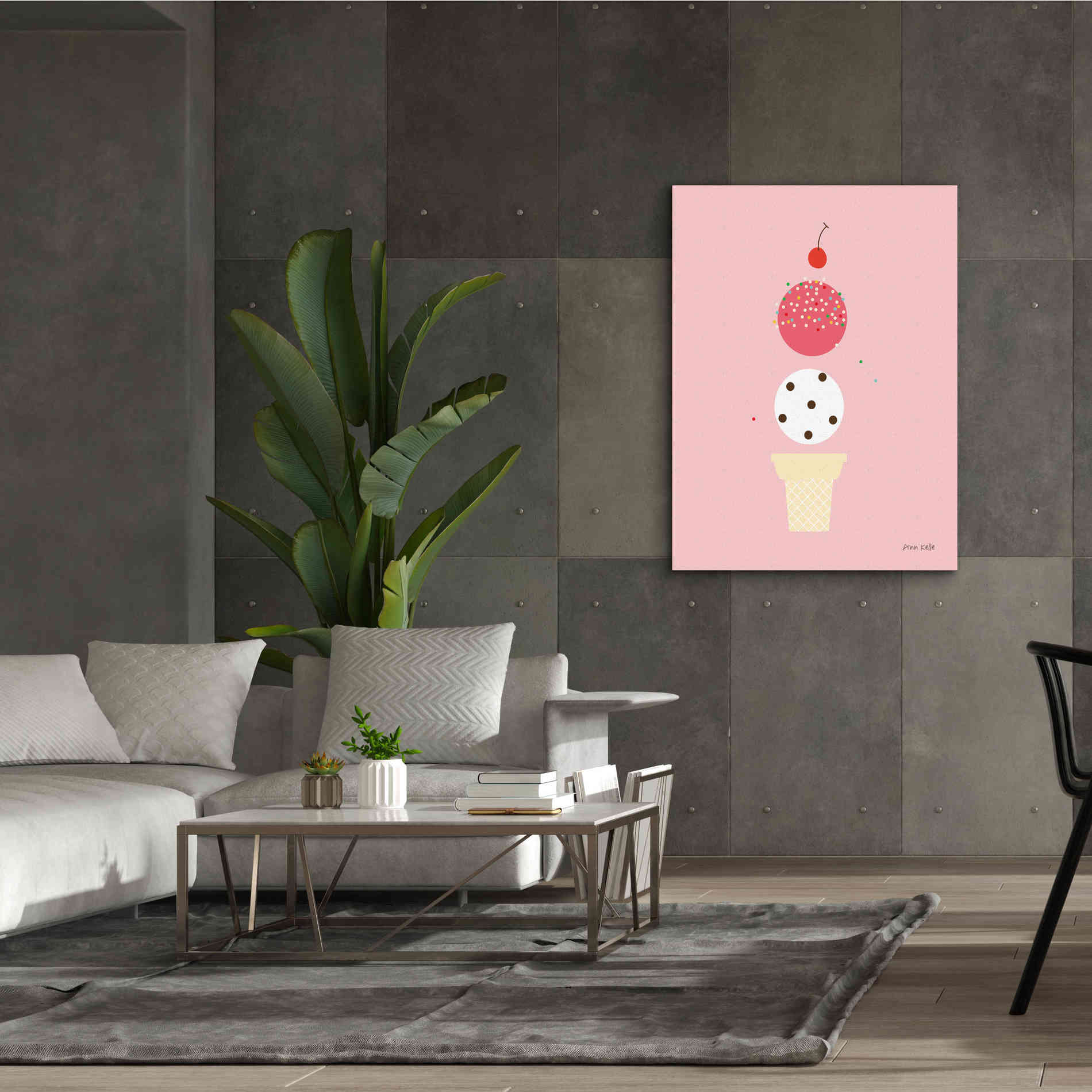 'Ice Cream and Cherry II' by Ann Kelle Designs, Canvas Wall Art,40 x 54