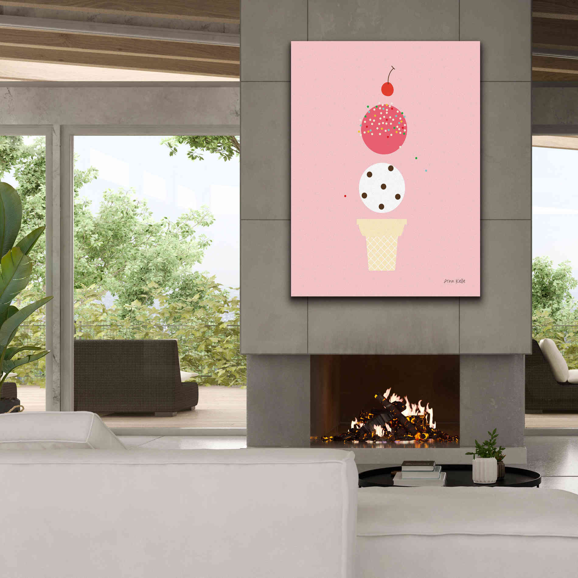 'Ice Cream and Cherry II' by Ann Kelle Designs, Canvas Wall Art,40 x 54