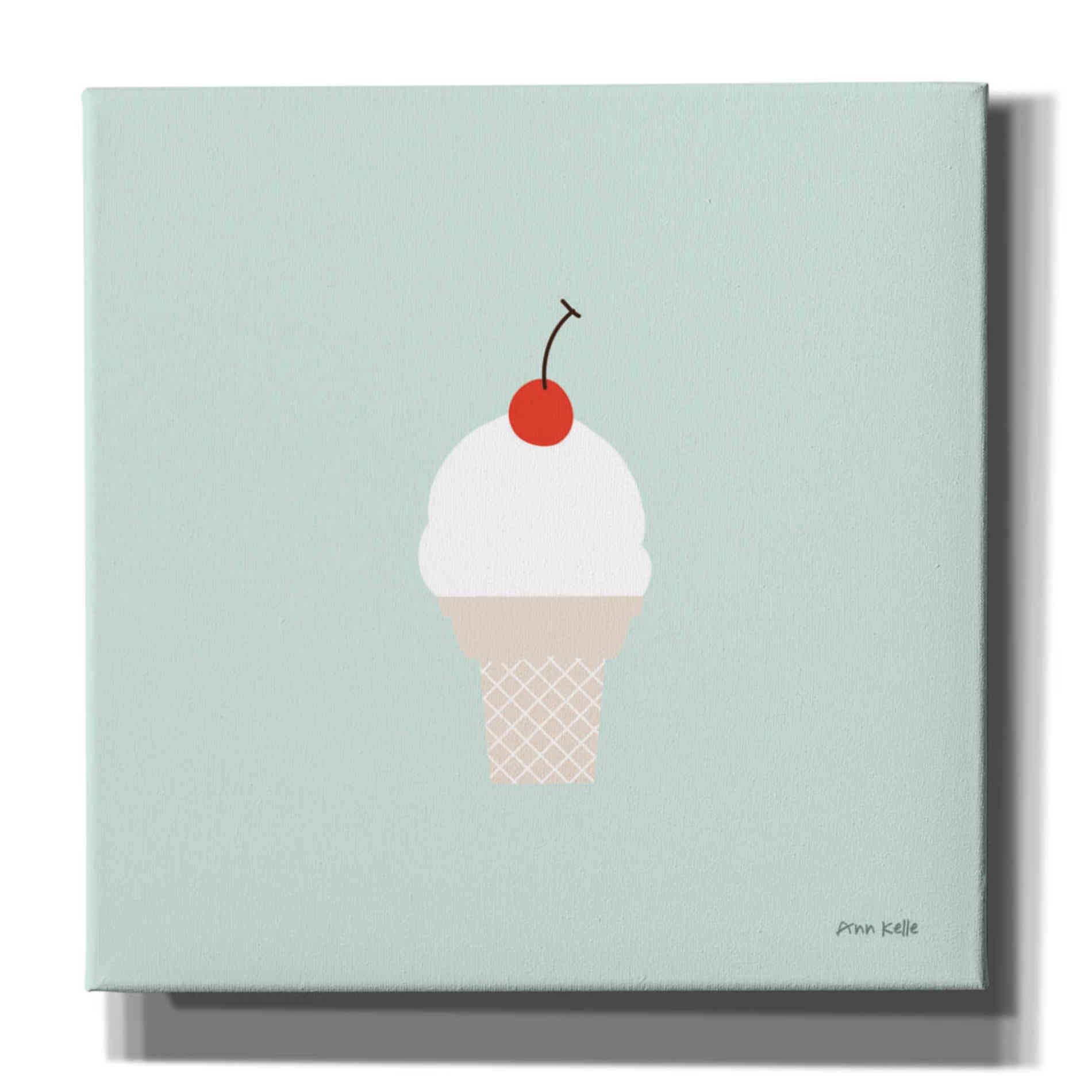 'Ice Cream Cone II' by Ann Kelle Designs, Canvas Wall Art,12x12x1.1x0,18x18x1.1x0,26x26x1.74x0,37x37x1.74x0