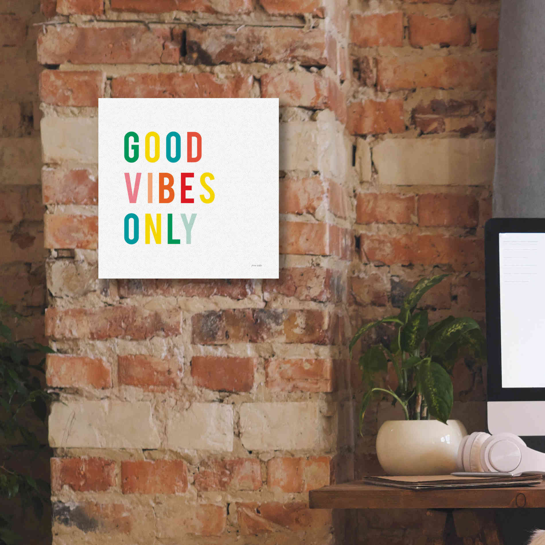 'Good Vibes Only' by Ann Kelle Designs, Canvas Wall Art,12 x 12