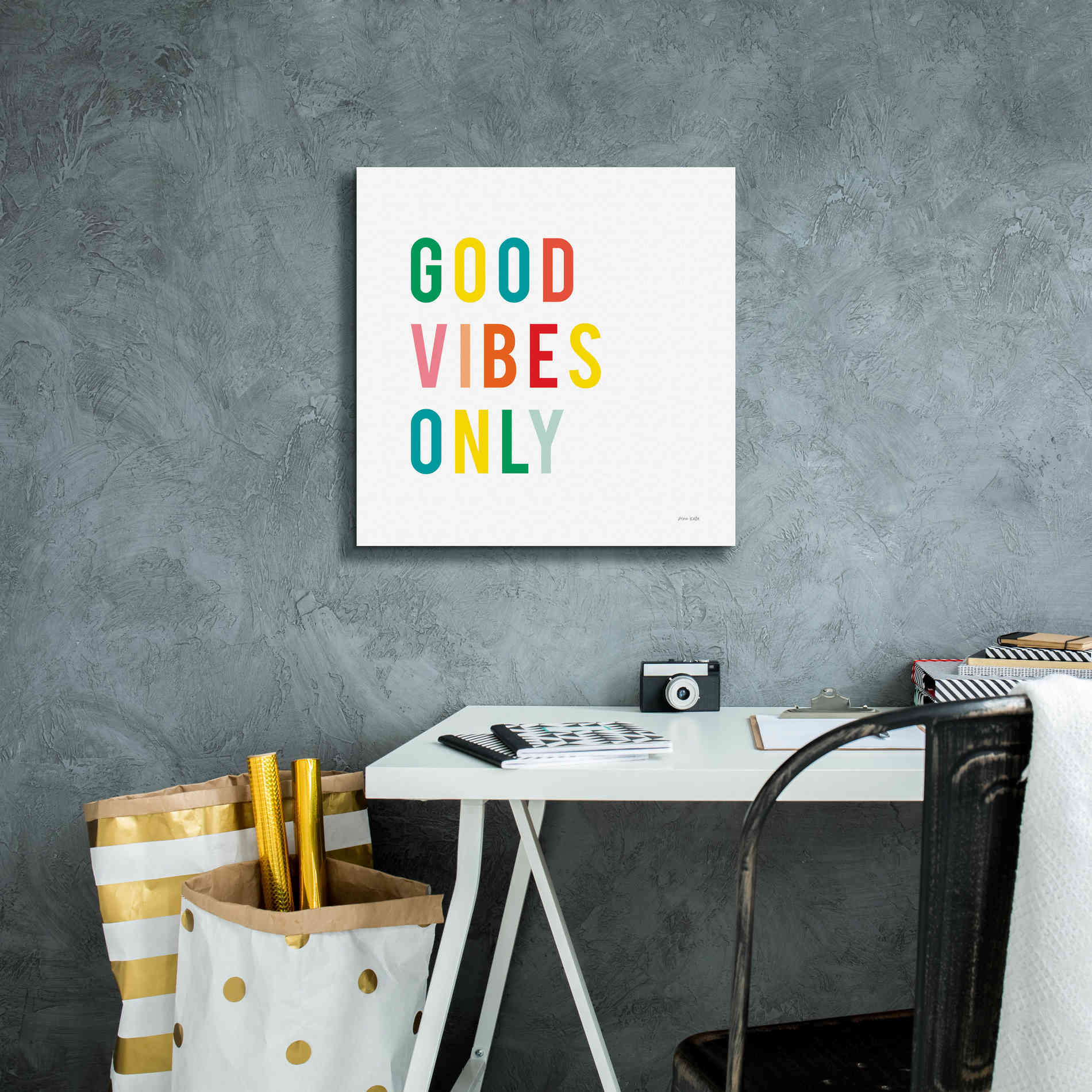 'Good Vibes Only' by Ann Kelle Designs, Canvas Wall Art,18 x 18