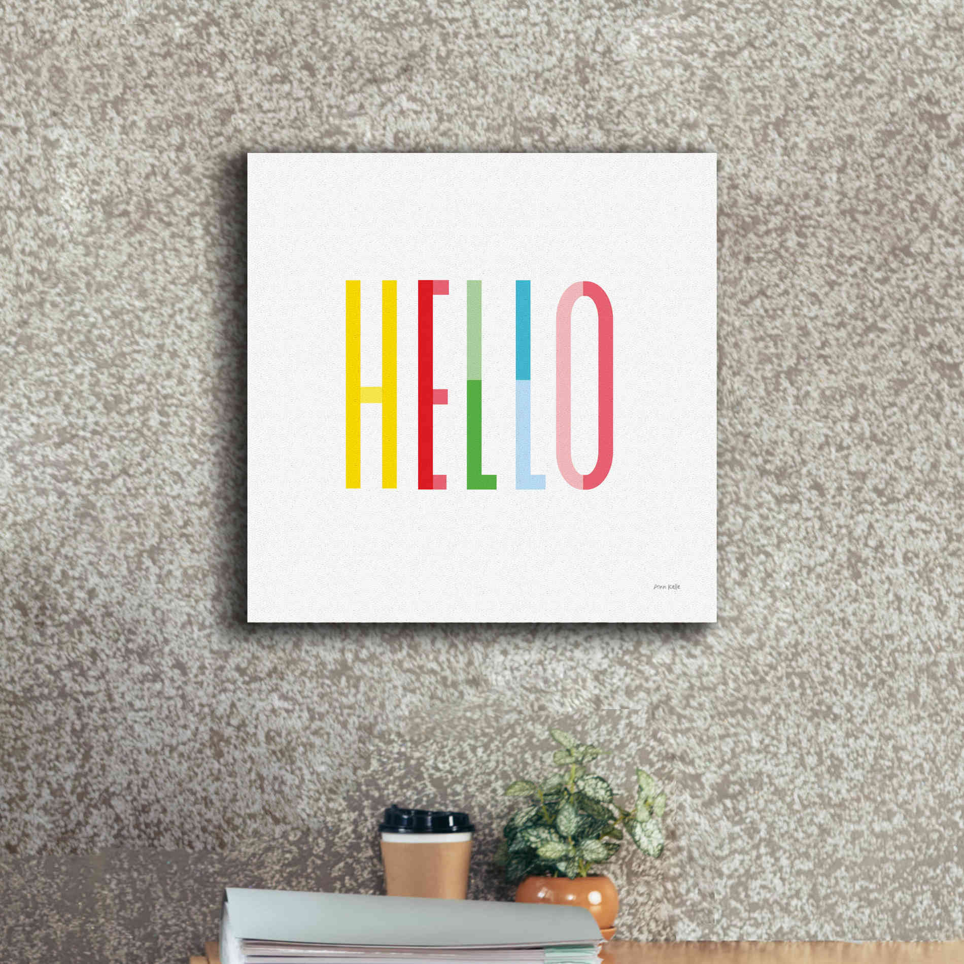 'Hello' by Ann Kelle Designs, Canvas Wall Art,18 x 18