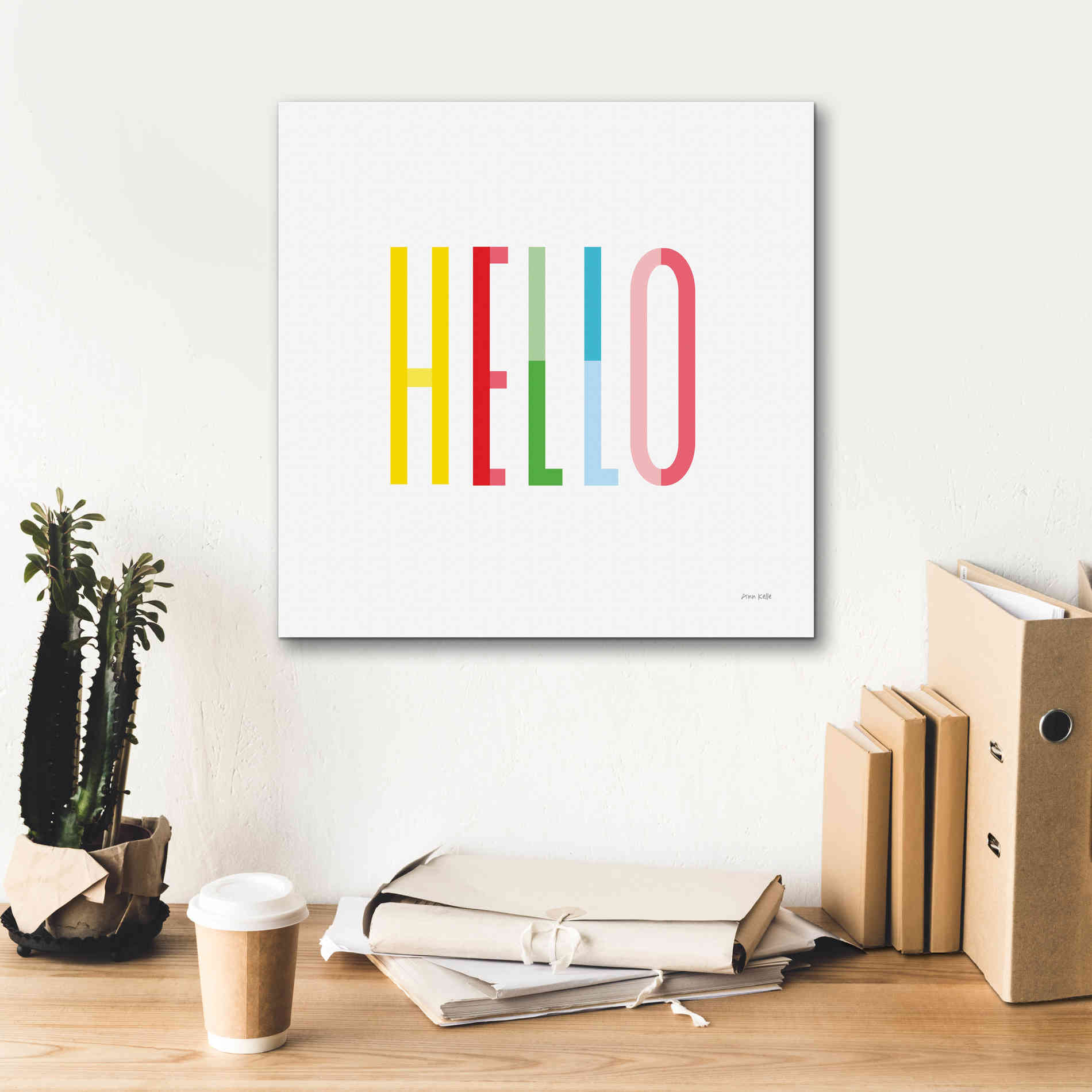 'Hello' by Ann Kelle Designs, Canvas Wall Art,18 x 18