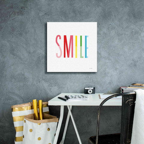 Image of 'Smile' by Ann Kelle Designs, Canvas Wall Art,18 x 18