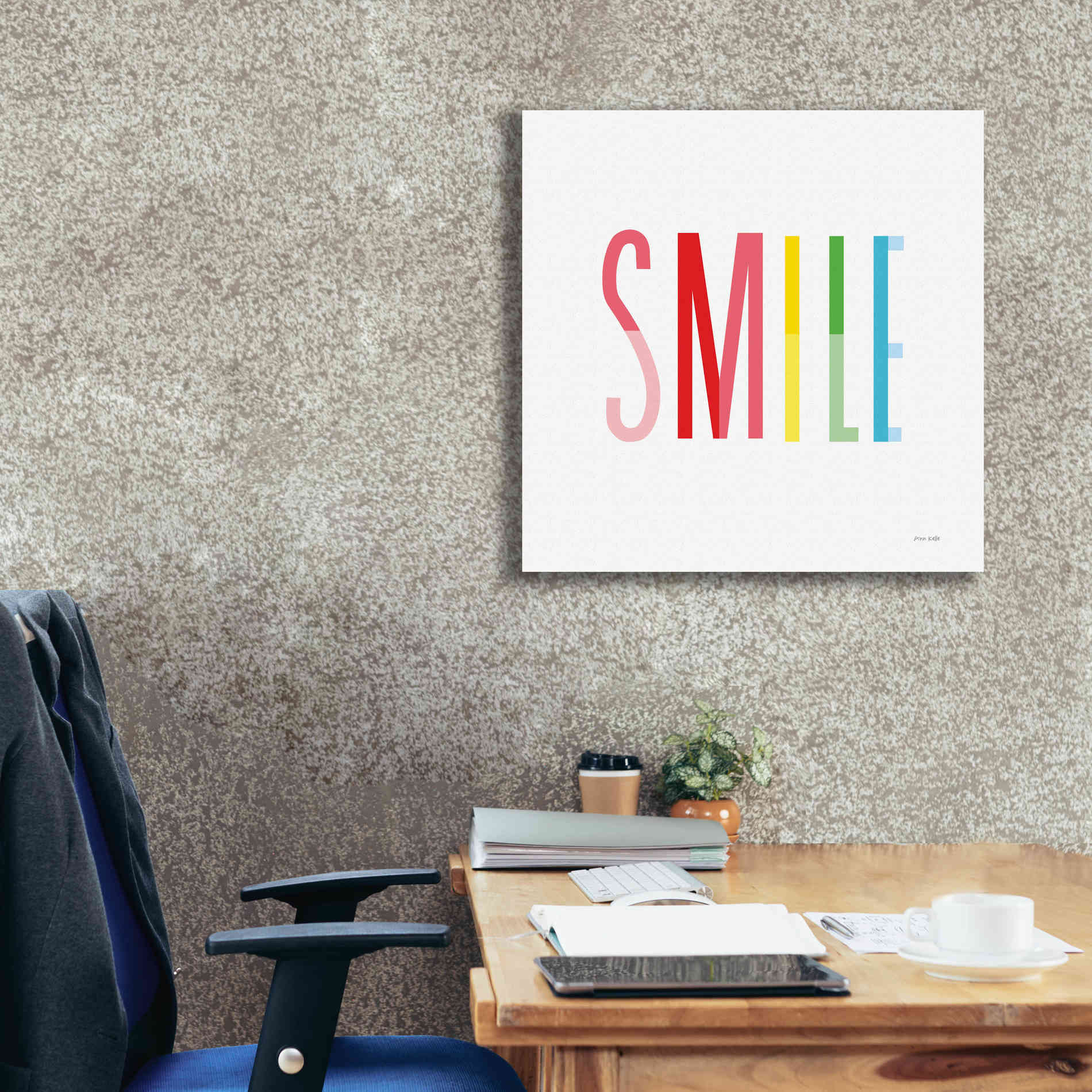 'Smile' by Ann Kelle Designs, Canvas Wall Art,26 x 26